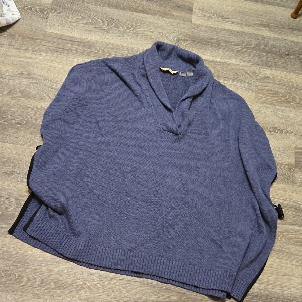Soft Surroundings Federal Blue Sweater Poncho L/XL